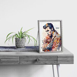 4x6 Elvis Presley Playing Guitar Watercolor Oil Painting Print King of Rock‎